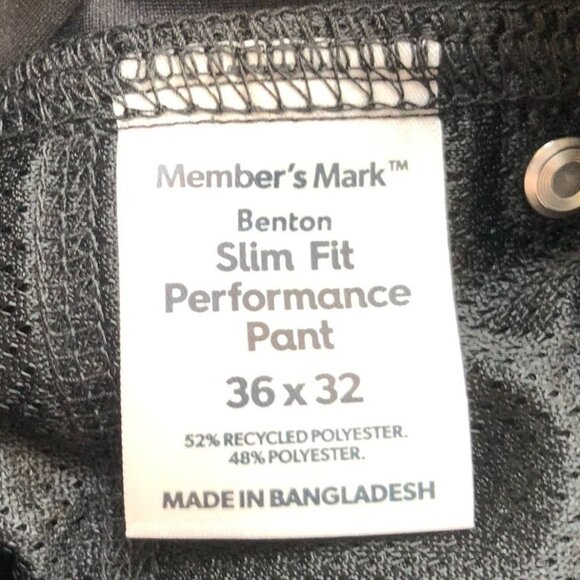 NWT Members Mark Mens Performance Pants 36x32 Lot of Two Slim Fit Black Casual - Picture 10 of 13